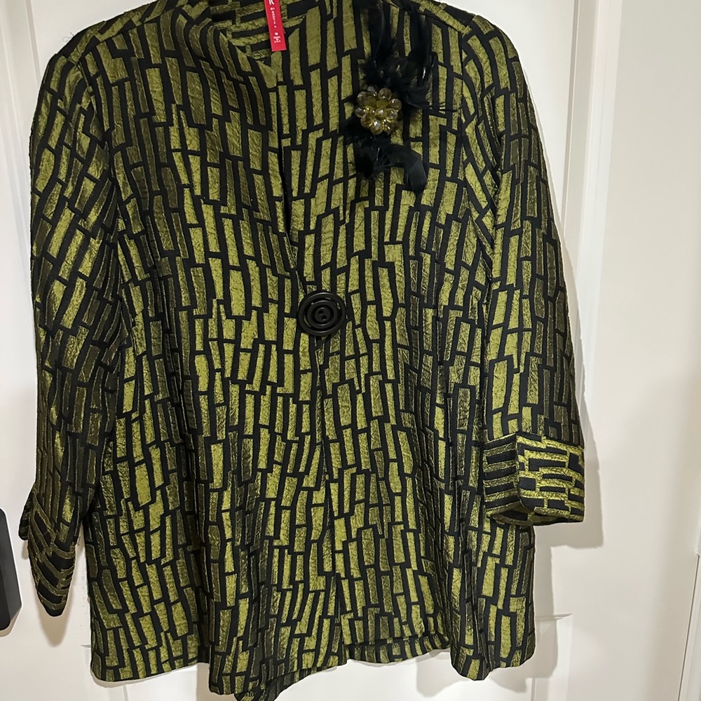 INC International Concepts Black and Green Blazer